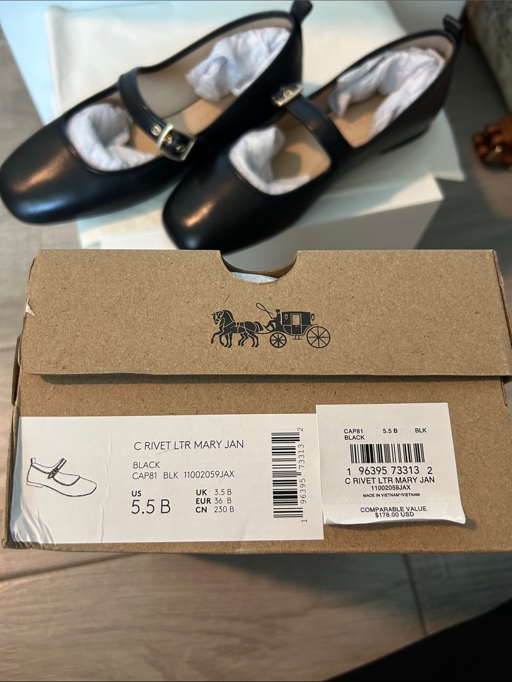 Coach Black Leather Mary Jane Shoes with Buckle - Picture 5 of 5